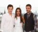 Will Gluck, Mila Kunis et Justin Timberlake lors du photocall à Moscou du film Sexe entre amis le 27 juillet 2011