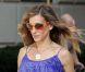 SJP, ou plutôt Carrie Bradshaw, tournait en 2009 le film Sex And The City, dans une robe Halston Heritage et des sandales à talons Chrsitian Louboutin. New York, le 1er spetembre 2009.
