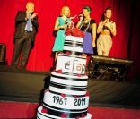 Elsa Fayer, Philippe Manoeuvre et Denis Huisman lors de la soirée organisée pour les cinquante ans de l\'Efap, à Paris, le 13 septembre 2011<br />