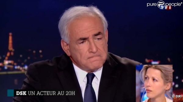 Tristane Banon revisionne les passages importants de l'interview de Dominique Strauss-Kahn (sur TF1), sur le plateau du Grand journal de Canal+, le 19 septembre 2011.
