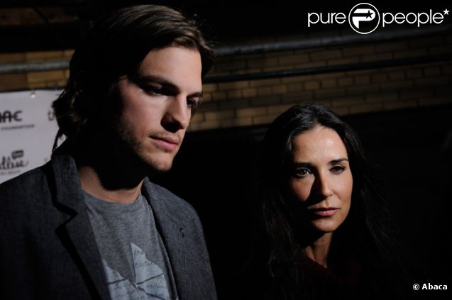 Demi Moore et Ashton Kutcher lors d'une soirée à New-York en avril 2011