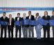 Albert de Monaco aux côtés de Ryan Giggs, Antonio Caliendo, Luis Figo, Ruud Gullit, Abedi Pelé, Rabah Madjer, Javier Zanetti et Giancarlo Bizzio lors de l'ouverture du Sportel Monaco, le 10 octobre 2011.