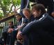 Julien Pierre, William Servat, David Marty, Thierry Dusautoir et des membres de l'équipe de France le 17 octobre 2011 à Riverhead au nord-ouest d'Auckland