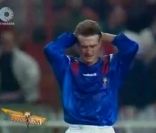 La défaite française le 17 novembre 1993 au Parc des Princes à Paris face à la Bulgarie (2-1)