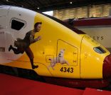 Le Thalys aux couleurs des  Aventures de Tintin : Le Secret de la Licorne , à Bruxelles, le 22 octobre 2011.