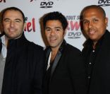 Jamel Debbouze et ses frères pour le lancement du DVD Tout sur Jamel à Paris, le 16 novembre 2011.