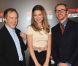 Brad Bird, Léa Seydoux et Simon Pegg présentent Mission : Impossible - Protocole Fantôme à Paris, le 11 décembre 2011.