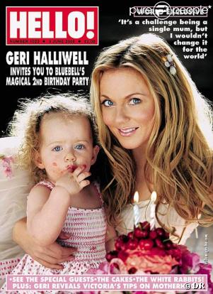 Geri Halliwell en couv de Hello avec sa fille Bluebell