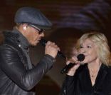 Joeystarr et Nicoletta à l\'enregistrement de <em>Vivement Dimanche</em>, à Paris, le 4 janvier 2011.