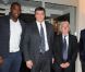 Teddy Riner, ici avec David Douillet et Jean-Luc Hees a été sacré sportif de l'année 2011 par les auditeurs de Radio France le 10 janvier 2012 à Paris