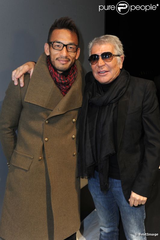 Hidetoshi Nakata et Roberto Cavalli à Milan, le 14 janvier 2012. 