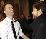Kris Van Assche et Jared Leto en backstage du défilé du créateur belge à Paris, le 20 janvier 2012.