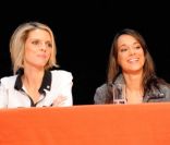 Karine Lima et Sylvie Tellier lors de l'élection Cadum Baby 2012 à Paris, le 24 janvier 2012