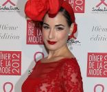 La célèbre pin-up  Dita Von Teese en robe haute couture Alexis Mabille au Dîner De La Mode à Paris, le 26 janvier 2012.