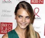 Le mannequin anglais Cara Delevingne au dixième Dîner De La Mode contre le Sida à Paris, le 26 janvier 2012.