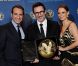 Jean Dujardin, Michel Hazanavicius et Bérénice Bejo lors des Directors Guild Awards, le 28 janvier 2012 à Los Angeles