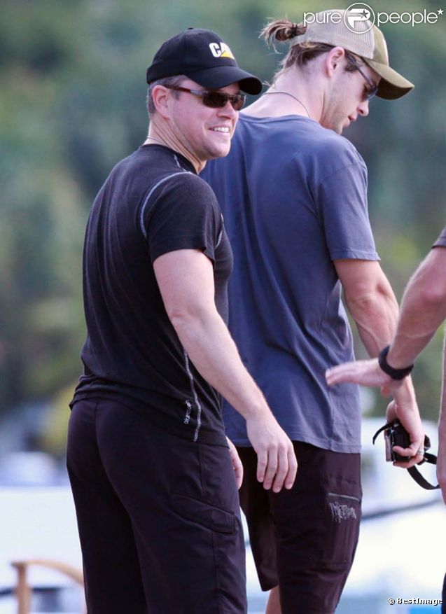 Matt Damon et Chris Hemsworth à Saint-Barthélemy, le 19 janvier 2012.