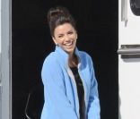 Eva Longoria, plus épanouie que jamais sur le tournage de la dernière saison de Desperate Housewives à Los Angeles le 13 février 2012<br />