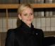 La princesse Charlene, élégante, arrive à la cérémonie de la Croix-Rouge, à Monaco, le 21 février 2012