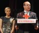Le prince Albert II de Monaco et sa femme la princesse Charlene ont assisté à la cérémonie de la Croix-Rouge, à Monaco, le 21 février 2012