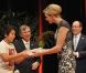 Le prince Albert II de Monaco et sa femme la princesse Charlene ont assisté à la cérémonie de la Croix-Rouge, à Monaco, le 21 février 2012