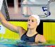 Laure Manaudou lors de sa victoire et sa qualification pour les Jeux olympiques de Londres le 20 mars 2012 à Dunkerque