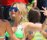 Vanessa Hudgens sur le tournage de Spring Breakers, en Floride, le mercredi 28 mars 2012.