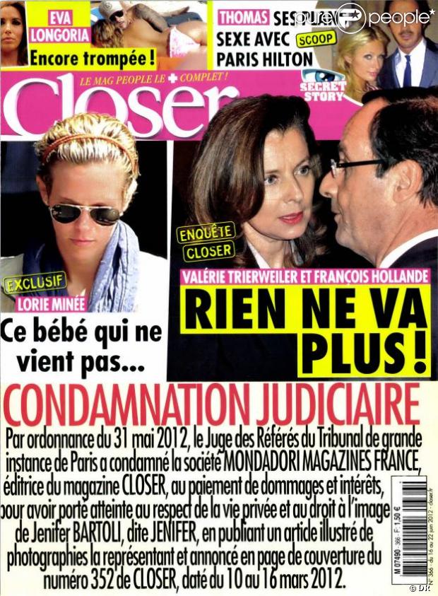 Le magazine  Closer  du samedi 16 juin 2012.