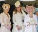 La comtesse de Wessex, Kate Middleton, duchesse de Cambridge, et Camilla Parker Bowles, duchesse de Cornouailles, lors de la cérémonie de l'Ordre de la Jarretière au château Windsor, à Londres, le 18 juin 2012