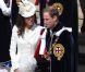 La belle Kate Middleton et le prince William lors de la cérémonie de l'Ordre de la Jarretière se déroulant du château Windsor à la chapelle Saint Georges, le 18 juin 2012