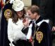 Camilla Parker Bowles, Kate Middleton et le prince William lors de la cérémonie de l'Ordre de la Jarretière se déroulant du château Windsor à la chapelle Saint Georges, le 18 juin 2012