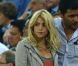 Shakira souriante dans les tribunes de la Gdansk Arena en Pologne lors de la rencontre entre l'Espagne et la Croatie le 18 juin 2012 durant l'Euro 2012