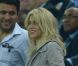 Shakira souriante dans les tribunes de la Gdansk Arena en Pologne lors de la rencontre entre l'Espagne et la Croatie le 18 juin 2012 durant l'Euro 2012