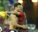 Gerard Piqué et un coéquipier lors du match entre l'Espagne et la Croatie le 18 juin 2012 à la Gdansk Arena dans le cadre de l'Euro en Pologne
