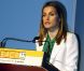 La princesse Letizia d'Espagne lors de son discours de clôture du 22e congrès de l'European Association for Cancer Research (EACR), à Barcelone le 10 juillet 2012.