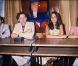 Patrick Dewaere et l'équipe du film Série Noire, le réalisateur Alain Corneau, Marie Trintignant et Myriam Boyer, au Festival de Cannes 1979