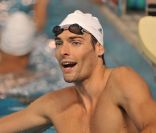 Camille Lacourt le 18 juillet 2012 à Dunkerque durant sa préparation olympique avec l'équipe de France