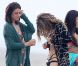 AnnaLynne McCord, Jessica Stroup et Jessica Lowndes sur le tournage de la série 90210 sur la plage de Malibu, le 24 juillet 2012