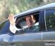 François Hollande, à bord de sa Citroën, quitte Bormes-les-Mimosas pour rentrer au Fort de Brégançon, le vendredi 3 août 2012.