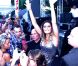  Clara Morgane lors du concert "ON THE BEACH" à Liège durant lequel elle s'est produite aux côtés du DJ Jey Didarko, son mari, et de ses danseurs Harmony et Fabso le 2 août 2012. 