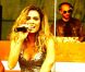  Clara Morgane lors du concert "ON THE BEACH" à Liège durant lequel elle s'est produite aux côtés du DJ Jey Didarko, son mari, et de ses danseurs Harmony et Fabso le 2 août 2012. 