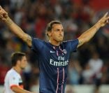 Zlatan Ibrahimovic lors de son premier match avec le Paris Saint-Germain face à Lorient au Parc des Princes à Paris le 11 août 2012