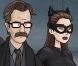 Christian Bale, Gary Oldman et Anne Hathaway dans  The Dark Knight Rises  revu et corrigé par le collectif HISHE, 2012.