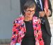 La ministre des sports et de la jeunesse Valérie Fourneyron, ici avec le ministre déléguée aux relations avec le Parlement Alain Vidalies, quitte l'Élysée à l'issue du conseil des ministres du 29 août 2012.
