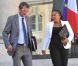 François Lamy, ministre déléguée à la ville, et la Garde des Sceaux Christiane Taubira quitte l'Élysée à l'issue du conseil des ministres du 29 août 2012.