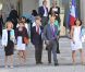 Hélène Conway-Mouret, ministre déléguée aux Français de l'étranger (tout à droite), Anne Marie Escoffier, Geneviève Fioraso, George Pau-Langevin, Michèle Delaunay, Bernard Cazeneuve, Pierre Moscovici et Fleur Pellerin quitte l'Élysée à l'issue du conseil des ministres du 29 août 2012. 