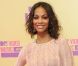 Zoe Saldana, en robe et chaussures Salvatore Ferragamo, effectuait une arrivée remarquée aux MTV Video Music Awards 2012. Los Angeles, le 6 septembre 2012.