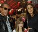 JoeyStarr, Karole Rocher et sa fille à l'Espace Commines où Karl Lagerfeld présentait sa collection spéciale pour la marque de cosmétiques Shu Uemura, à Paris, le 11 septembre 2012.