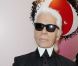 Karl Lagerfeld présente sa collection spéciale pour la marque de cosmétiques Shu Uemura, à Paris, le 11 septembre 2012.