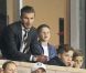 Le footballeur David Beckham assiste à un match de football opposant le FC Toronto au L.A. Galaxy, le samedi 22 septembre à Los Angeles.